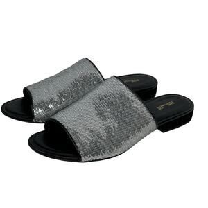 Diane Von Furstenberg 
Women's Samassi Slide SZ 7.5 Sandals Shoes Silver Sequin